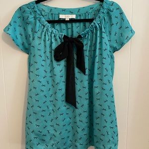 Loft flutter sleeve blouse the bow detail (S)